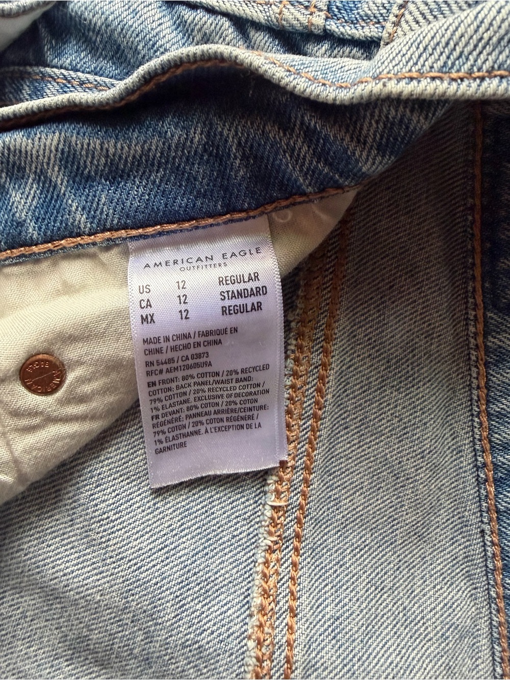 American Eagle Outfitters Light Blue Distressed Straight Leg Jeans - Picture 6 of 7